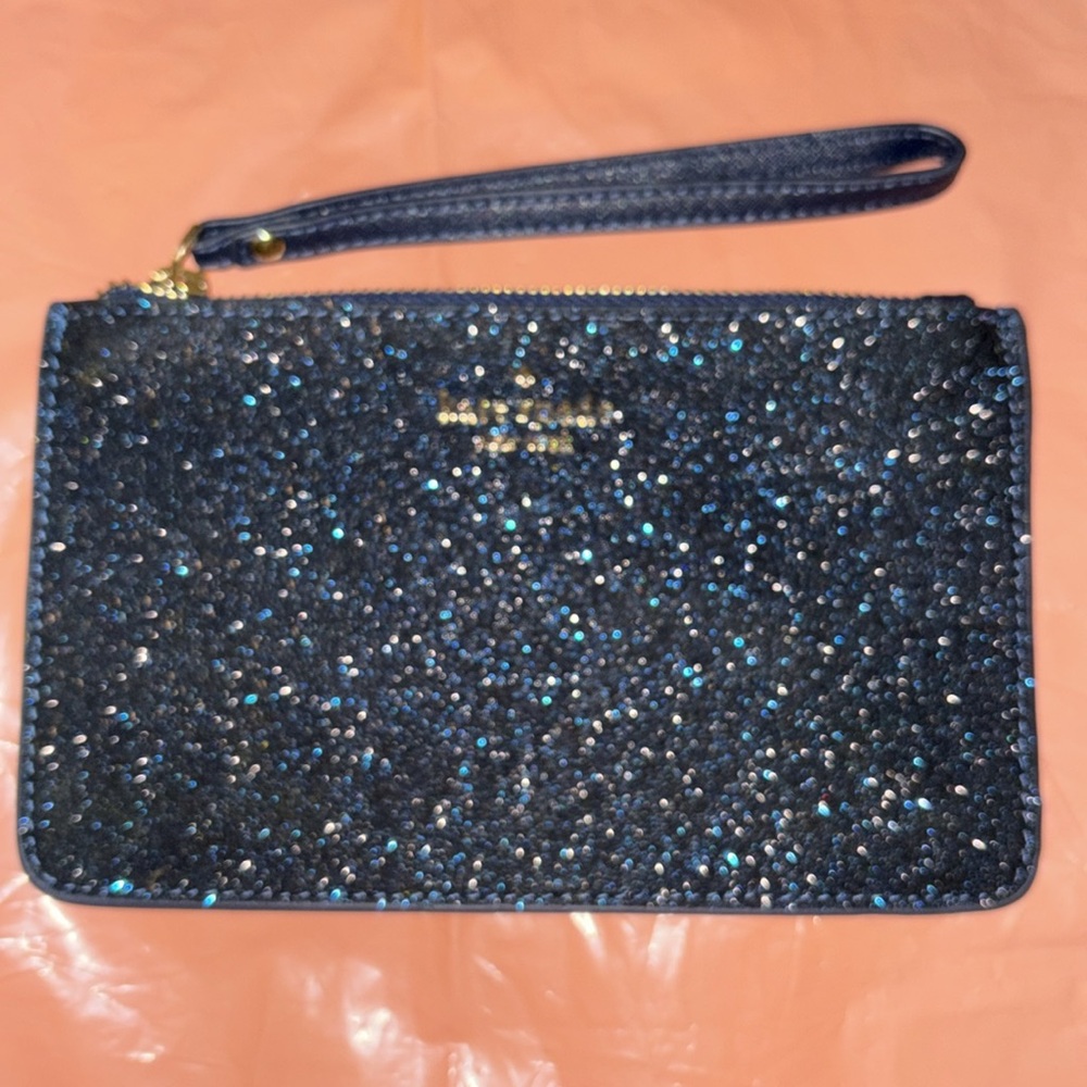 Kate Spade Navy Glitter Large Wristlet in EUC
